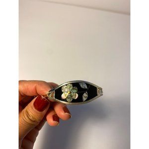 Vintage abalone shell Alpaca bracelet, flower design